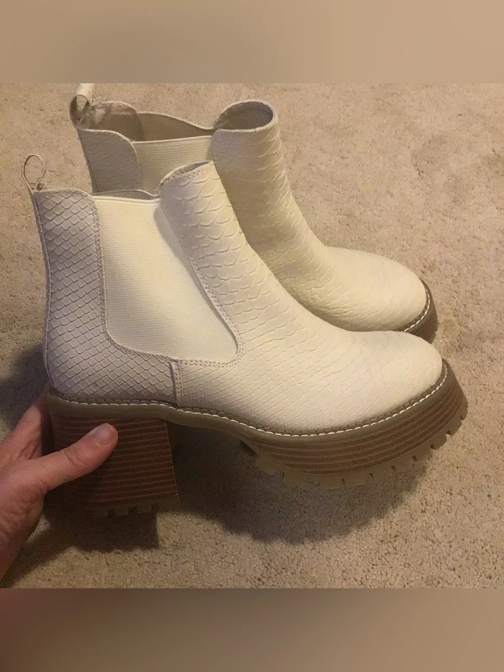 Eloquii Aleja Faux Leather Snakeskin Chunky Lug Sole Platform Chelsea Boots